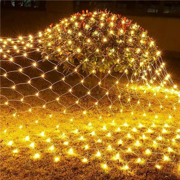Christmas Net Lights, 9.8ft x 6.6ft 200 LED Mesh Decor with 8 Modes Waterproof - Picture 1 of 7